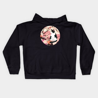 Kawaii Cat Sakura Under Cherry Blossom Trees Cute Kids Hoodie